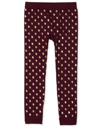 Girls Foil Unicorn Fleece Lined Leggings