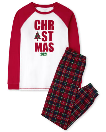 Unisex Adult Matching Family Christmas Tartan Cotton Pajamas