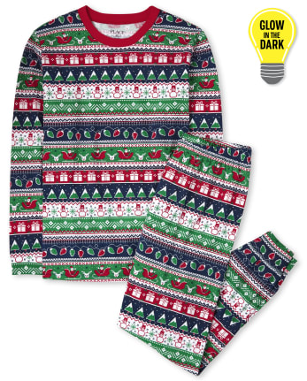 Pyjama adulte phosphorescent de Noël jacquard coton