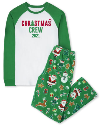 Unisex Adult Matching Family Christmas Crew Cotton And Fleece Pajamas