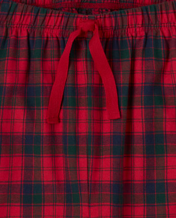 Red And Green Plaid Wide Leg Flannel Pants, Purple Door