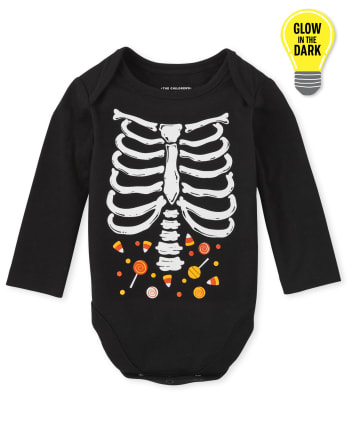Unisex Baby Matching Family Glow Skeleton Graphic Bodysuit