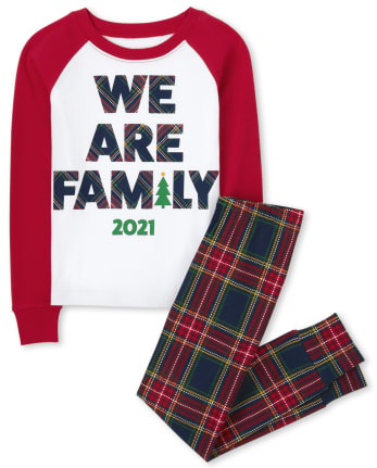Unisex Kids Matching Family We Are Family Snug Fit Cotton Pajamas