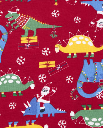 Unisex Kids Christmas Dino Snug Fit Cotton Pajamas