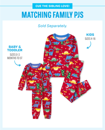 Pijama de algodón unisex para niños Christmas Dino Snug Fit