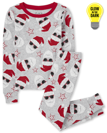 Pyjama Famille assorti phosphorescent Santa Snug Fit en coton