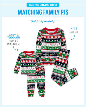 Kids Glow Christmas Fairisle Snug Fit Cotton Pajamas