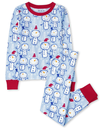 Pijama unisex de algodón con diseño de muñeco de nieve para niños