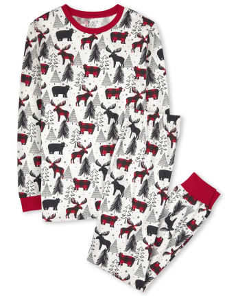 Pijama de algodón de oso de invierno familiar a juego para adultos unisex