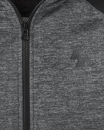 Sweat à capuche zippé Performance Sherpa color block pour garçon