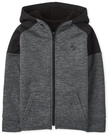 Sweat à capuche zippé Performance Sherpa color block pour garçon