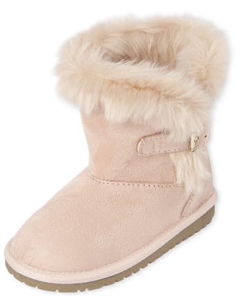 Toddler Girls Buckle Faux Suede Boots