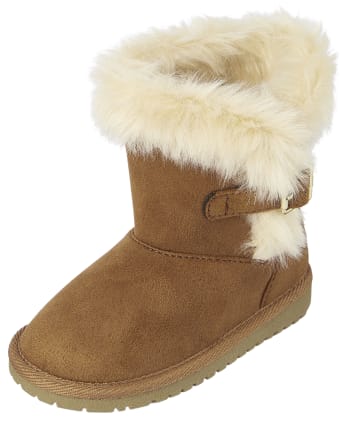 Toddler Girls Buckle Faux Suede Boots