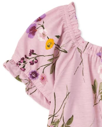 Top con volante floral para niñas