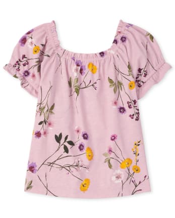 Top con volante floral para niñas