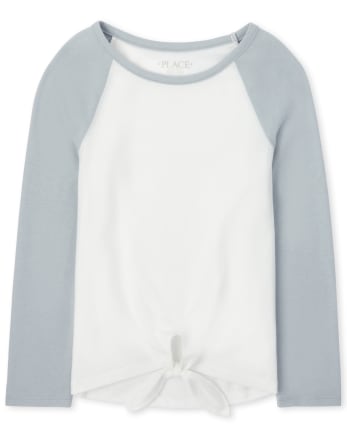 T-shirt superposé basique noué sur le devant pour fille