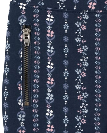 Girls Zip Ponte Knit Pull On Jeggings