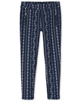 Girls Zip Ponte Knit Pull On Jeggings