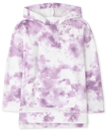 Sudadera con capucha de forro polar con efecto teñido anudado para niñas
