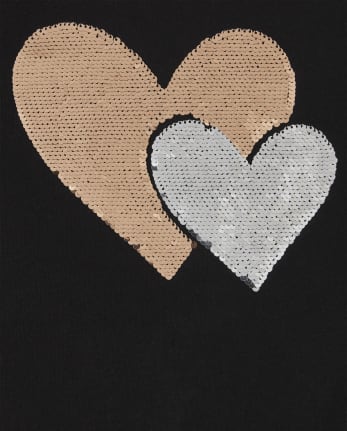 Girls Flip Sequin Heart Cinched Top