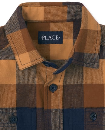 Boys Matching Family Plaid Flannel Button Up Shirt