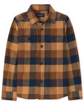 Boys Matching Family Plaid Flannel Button Up Shirt