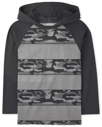 Boys Striped Hooded Top