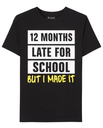 Camiseta con estampado de niños tarde para la escuela