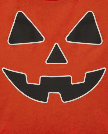 Camiseta con estampado de cara de calabaza luminosa para bebés y niños pequeños