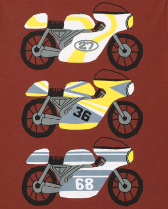 Camiseta estampada de motocicleta para niños pequeños