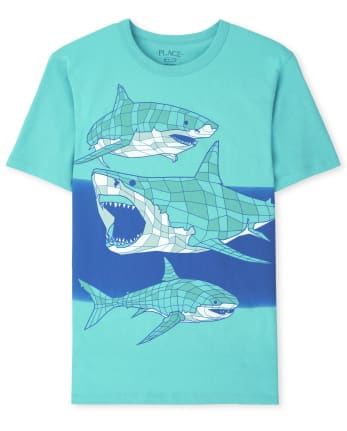 Boys Short Sleeve Geometric Shark Graphic Tee | The Children's Place ...