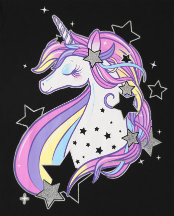 Camiseta con estampado de estrellas de unicornio para niñas