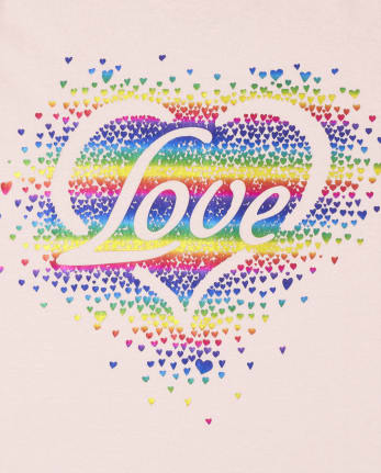 Girls Love Rainbow Heart Graphic Tee