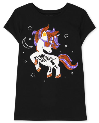 Camiseta con estampado de gafas de unicornio para niñas