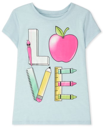 Les filles aiment les fournitures scolaires T-shirt graphique