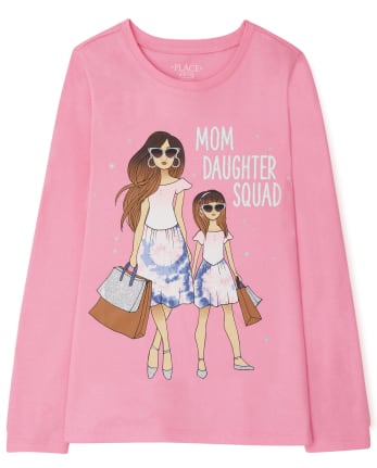 Girls Mom Daughter Squad Graphic Tee