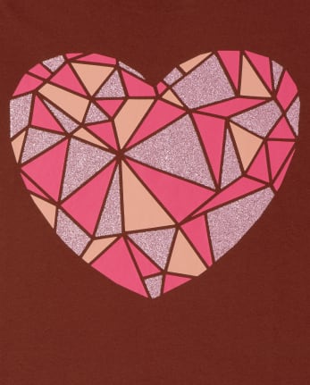 T-shirt graphique à cœur géométrique pour filles