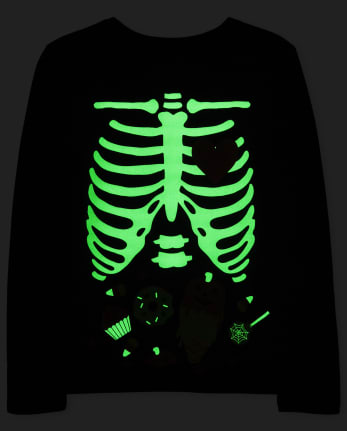 Girls Mommy And Me Long Sleeve Glow In The Dark Halloween Candy Skeleton  Matching Graphic Tee