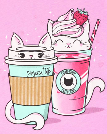 Girls Kitten Frappuccino Graphic Tee