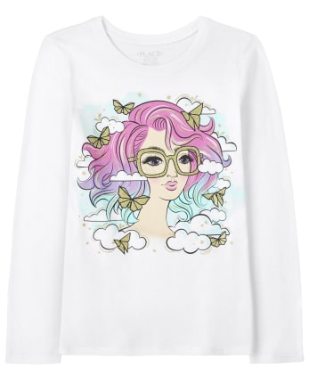 Girls Head In Clouds Graphic Tee