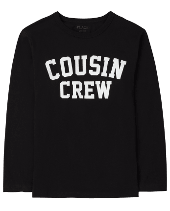 Unisex Kids Long Sleeve Cousin Crew Graphic Tee | The Children's Place -  BLACK