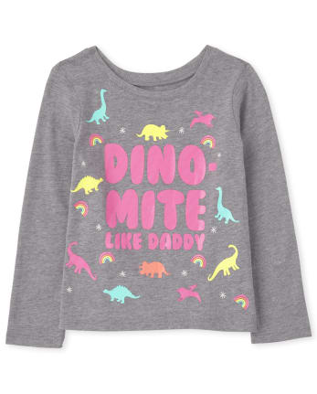 Camiseta estampada Dino Dad para bebés y niñas pequeñas