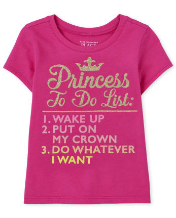 Camiseta con gráfico de la lista de tareas de la princesa para bebés y niñas pequeñas