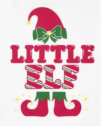 T-shirt graphique assorti pour bébés et petites filles, petit elfe familial