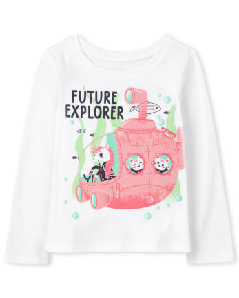 Camiseta con estampado de explorador para bebés y niñas pequeñas