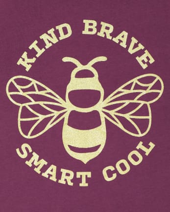 Camiseta con estampado de Bee Kind Brave Smart Cool para niñas