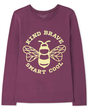 Girls Bee Kind Brave Smart Cool Graphic Tee