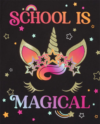 Paquete de 3 camisetas con gráfico Unicorn School para niñas