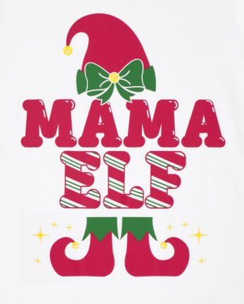 Womens Matching Family Mama Elf Graphic Tee