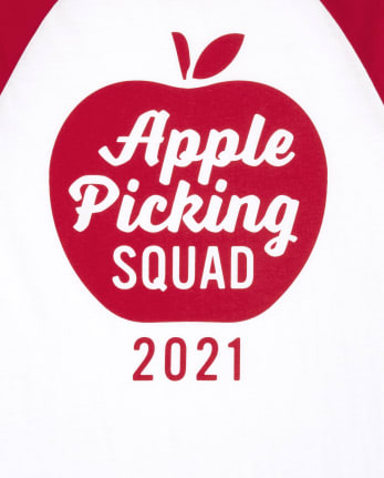 Camiseta unisex con gráfico de recolección de manzanas familiares a juego para niños